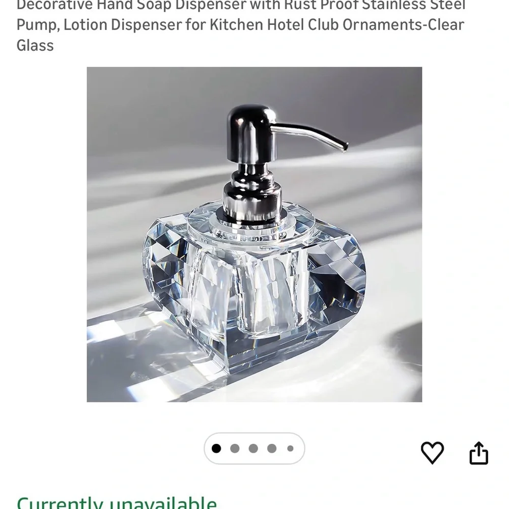 Crystal Soap Dispenser with Silver Pump. HEAVY CRYSTAL. Used one month - Picture 8 of 11